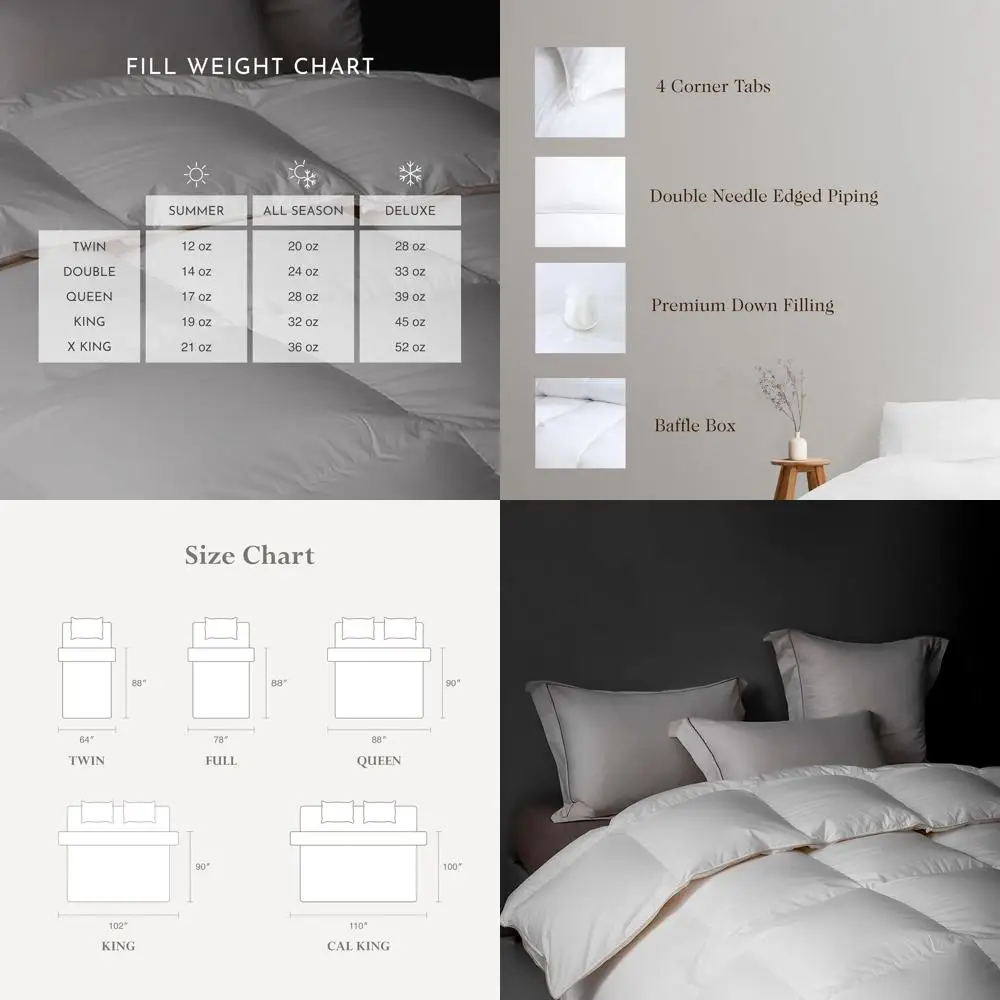 European Down Comforter Duvet Insert - King Size, 725 Fill Power
European Down Comforter Duvet Insert - King Size, 725 Fill Power