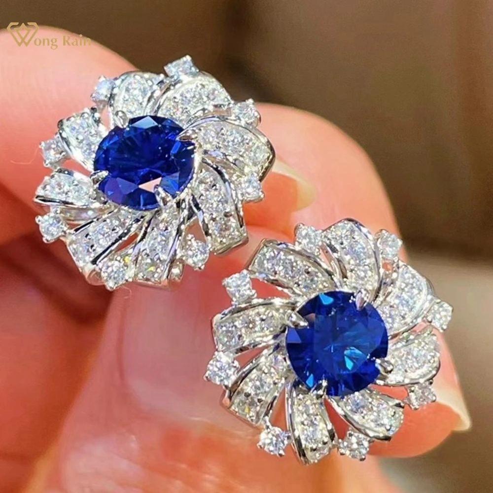 Wong Rain Luxury 925 Sterling Silver Sparkling Round Cut Sapphire High Carbon Diamond Gemstone Studs Earrings for Women Jewelry
Wong Rain Luxury 925 Sterling Silver Sparkling Round Cut Sapphire High Carbon Diamond Gemstone Studs Earrings for Women Jewelry