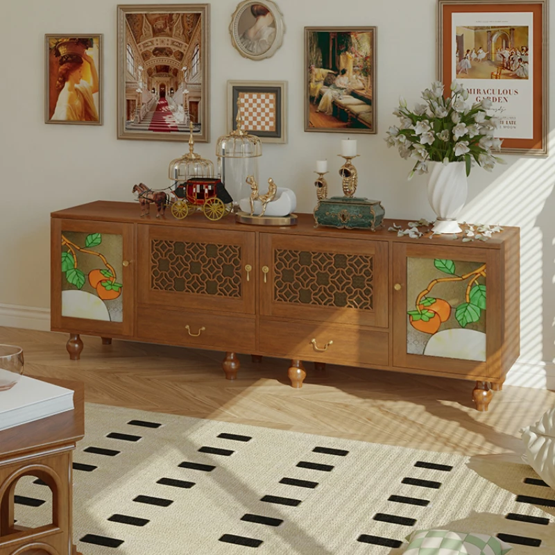 Vintage solid wood TV cabinet multifunctional tonal vintage audio-visual cabinet living room persimmon TV cabinet handmade
Vintage solid wood TV cabinet multifunctional tonal vintage audio-visual cabinet living room persimmon TV cabinet handmade