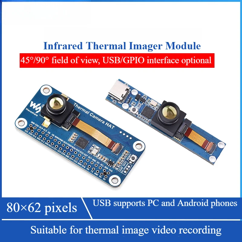 40PIN GPIO interface/USB Type-C interface, far infrared thermal imaging sensor module, infrared thermal imaging camera
40PIN GPIO interface/USB Type-C interface, far infrared thermal imaging sensor module, infrared thermal imaging camera