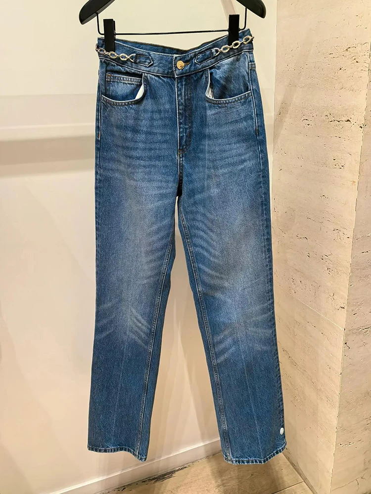 Ele High Waist Long Straight Leg Jeans with Chain Detail Wide Leg High Waist Premium Women's Denim Trousers 
Ele High Waist Long Straight Leg Jeans with Chain Detail Wide Leg High Waist Premium Women's Denim Trousers