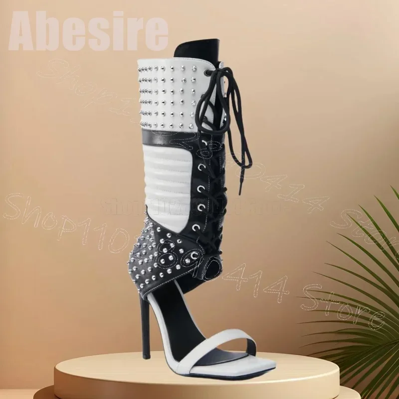 Rivets Stripe Design Cross Tied Sandals Boots Back Zipper Women Shoes Thin High Heels Open Toe Banquet 2025 Zapatos Para Mujere
Rivets Stripe Design Cross Tied Sandals Boots Back Zipper Women Shoes Thin High Heels Open Toe Banquet 2025 Zapatos Para Mujere