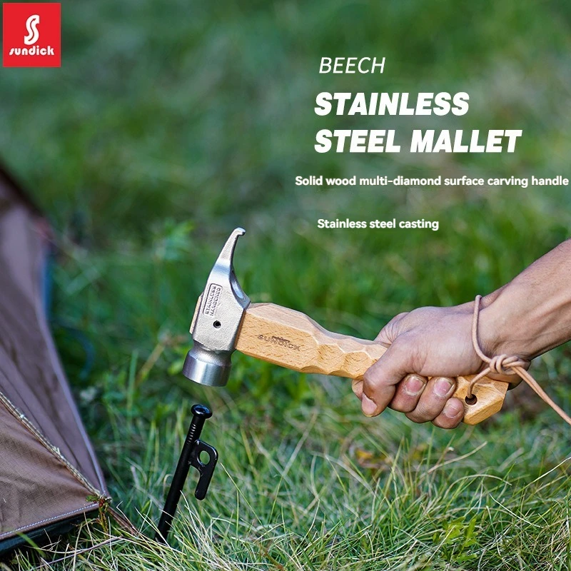 Tent hammer, beech wood handle, stainless steel copper hammer, outdoor hiking tent, ground nail, nail pulling hammer
Tent hammer, beech wood handle, stainless steel copper hammer, outdoor hiking tent, ground nail, nail pulling hammer