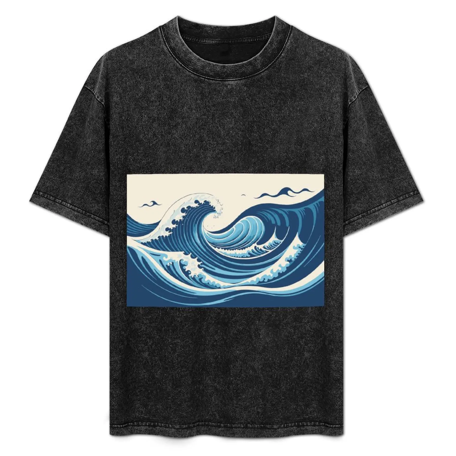 Sensational big waves illustration T-Shirt Simple Casual Short Sleeve Cotton T-Shirt
Sensational big waves illustration T-Shirt Simple Casual Short Sleeve Cotton T-Shirt