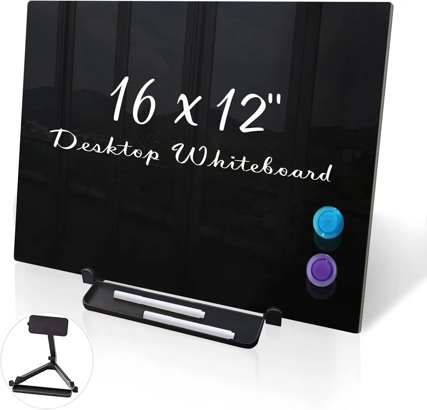 Black Magnetic Glass Dry Erase Board with Adjustable Stand, 16x12 Tempered Glass Whiteboard for Office Home Desk
Black Magnetic Glass Dry Erase Board with Adjustable Stand, 16x12 Tempered Glass Whiteboard for Office Home Desk