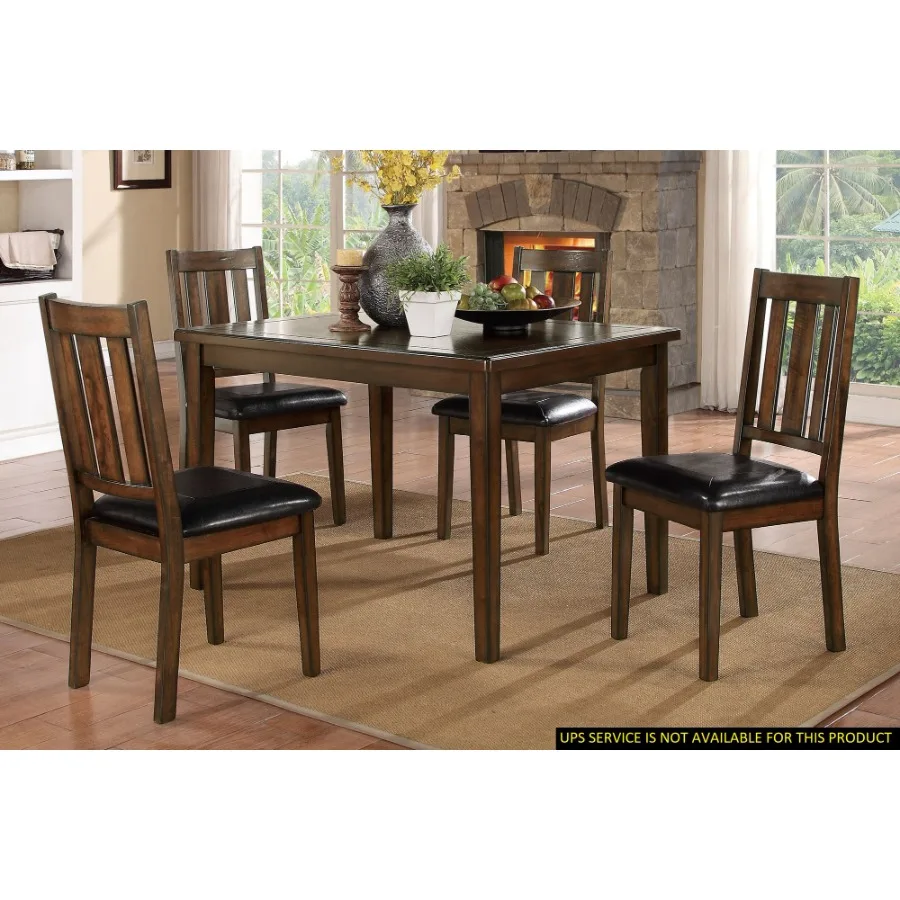 Dark Brown Cherry Finish 5pc Dining Set Table with 4 Chairs Black Faux Leather Upholstery Wooden Kitchen Funiture Dinette Set
Dark Brown Cherry Finish 5pc Dining Set Table with 4 Chairs Black Faux Leather Upholstery Wooden Kitchen Funiture Dinette Set
