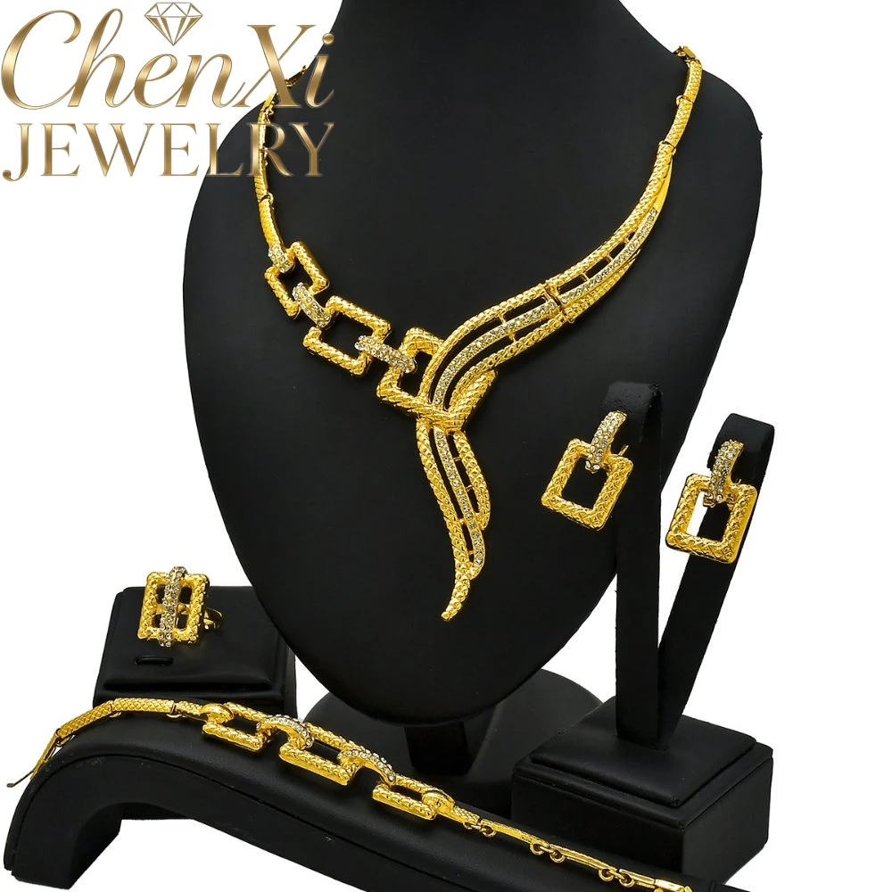 High-End Luxury Alluvial Gold Elegant Fashion Popular Jewelry Set Women Wedding Party Banquet Necklace Earrings Ring 4pcs Gift
High-End Luxury Alluvial Gold Elegant Fashion Popular Jewelry Set Women Wedding Party Banquet Necklace Earrings Ring 4pcs Gift