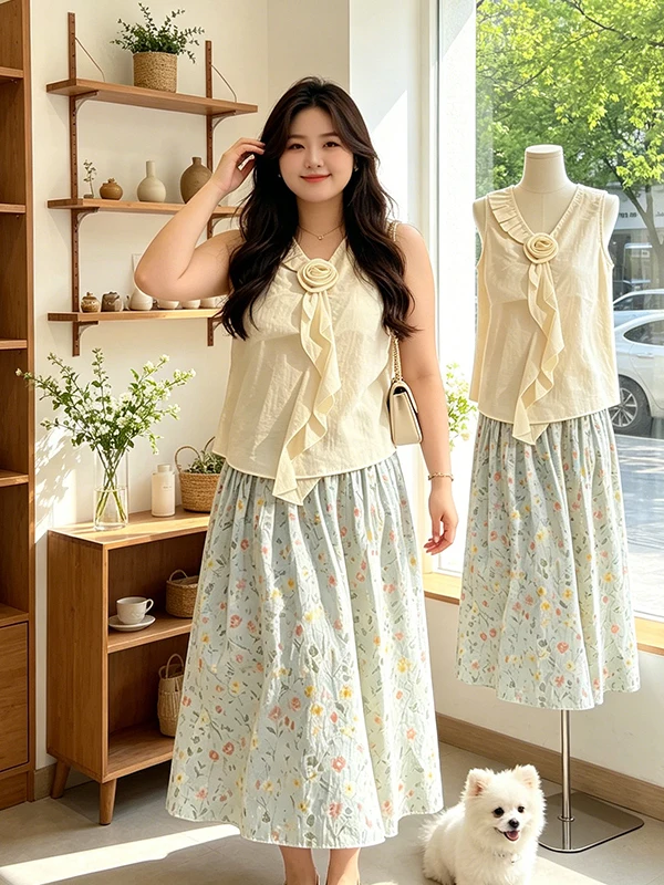 plus Size V-Neck Sleeveless Floral Halter Skirt Set Women's Summer New Slimming Two-Piece Set High Waist A-Line Skirt Casual ...
plus Size V-Neck Sleeveless Floral Halter Skirt Set Women's Summer New Slimming Two-Piece Set High Waist A-Line Skirt Casual ...