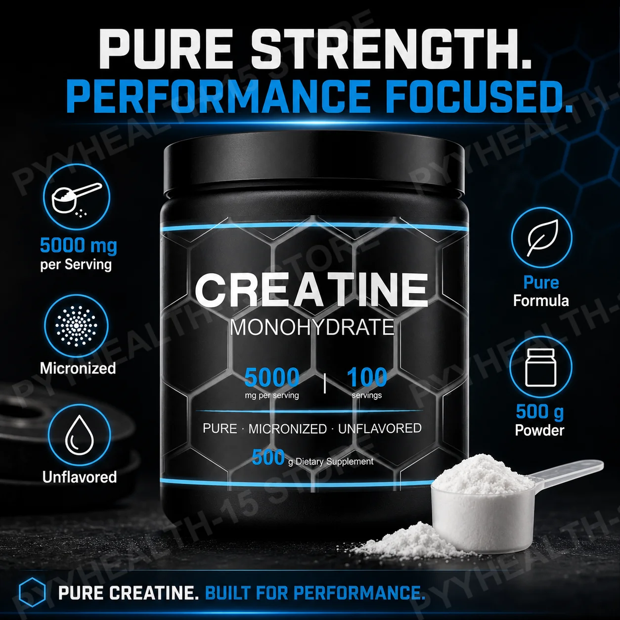 Micronized Creatine Monohydrate Powder, Unflavored Pure Creatine, 5g Per Serving, Strength Training Support, 500g 100 Servings
Micronized Creatine Monohydrate Powder, Unflavored Pure Creatine, 5g Per Serving, Strength Training Support, 500g 100 Servings