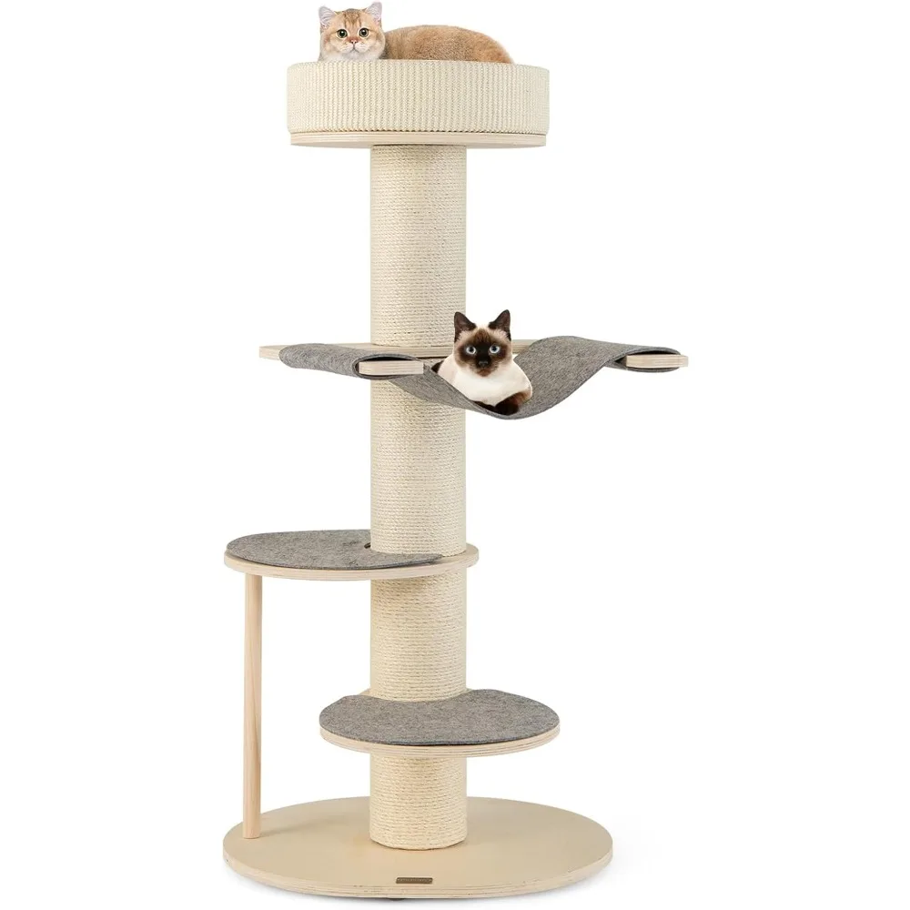 PETSITE 47 inch Cat Tree Tower, Multi-Level Wooden Cat Tower with Sisal Scratching Posts, Cozy Top Perch, Side Hammock, and Jump
PETSITE 47 inch Cat Tree Tower, Multi-Level Wooden Cat Tower with Sisal Scratching Posts, Cozy Top Perch, Side Hammock, and Jump