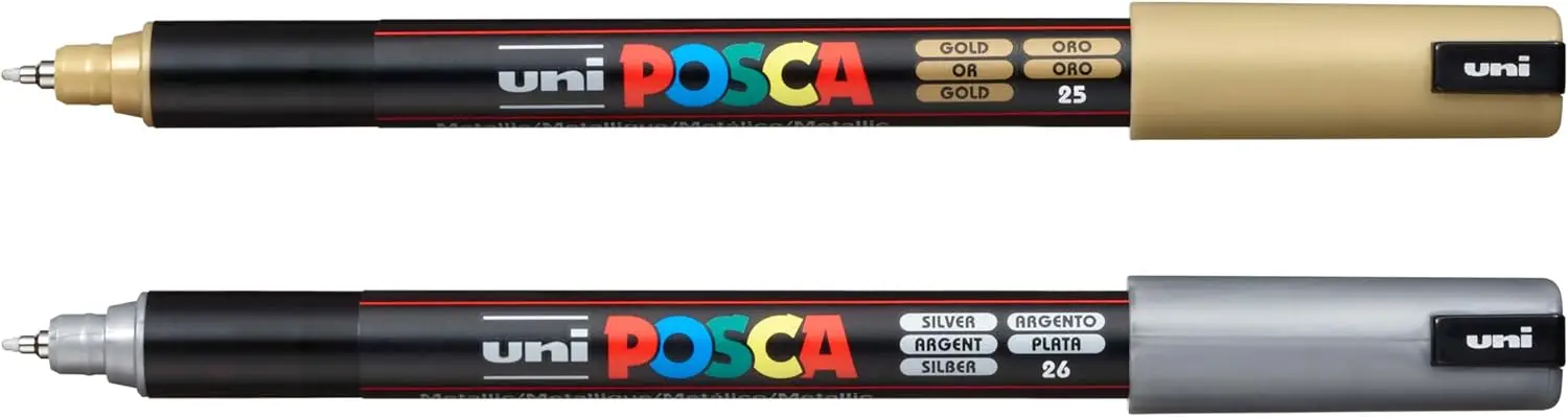 2 Silver & Gold Extra Fine Tip Paint Markers for Art, DIY & Craft Projects
2 Silver & Gold Extra Fine Tip Paint Markers for Art, DIY & Craft Projects