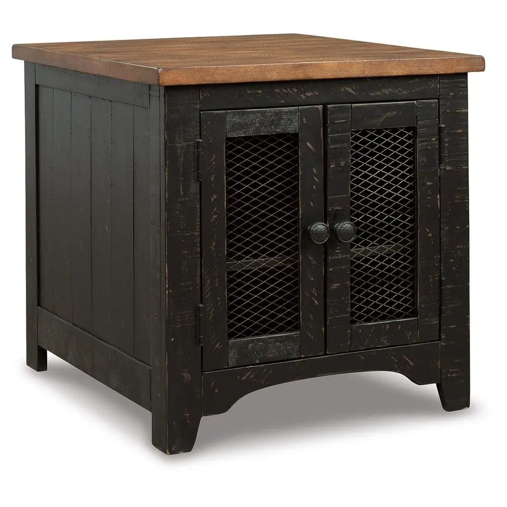 Valebeck Farmhouse Rectangular End Table with Storage, Distressed Brown amp Black Finish
Valebeck Farmhouse Rectangular End Table with Storage, Distressed Brown amp Black Finish