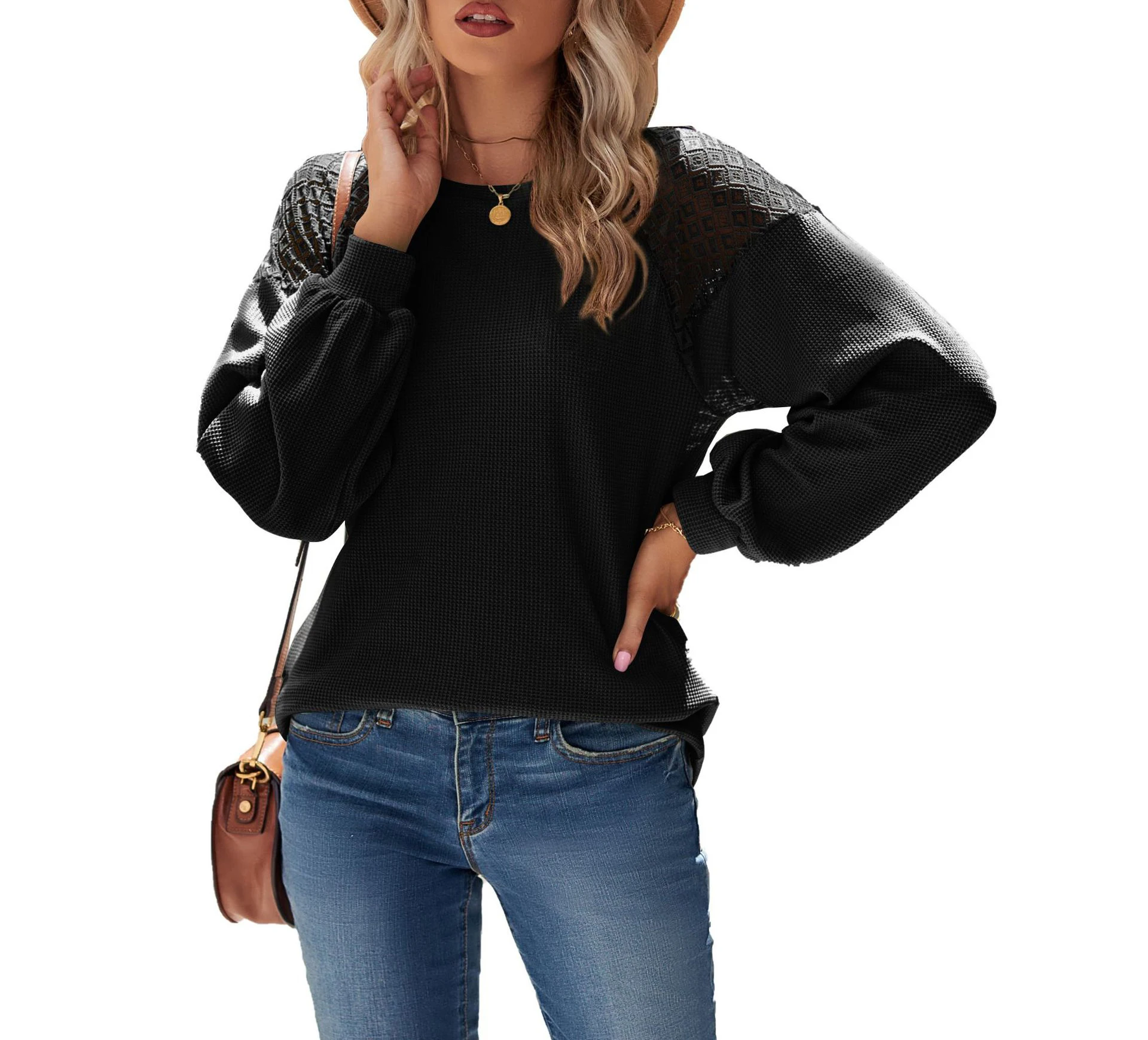 T-shirt for Women Autumn and Winter Hollow Long-sleeved Fashion Splicing Round Neck Loose Casual Blouse
T-shirt for Women Autumn and Winter Hollow Long-sleeved Fashion Splicing Round Neck Loose Casual Blouse