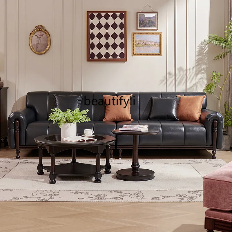 Peach Blossom Heart Ancient Style American Sofa Craft French Retro Country Genuine Leather Straight Row Sofa
Peach Blossom Heart Ancient Style American Sofa Craft French Retro Country Genuine Leather Straight Row Sofa