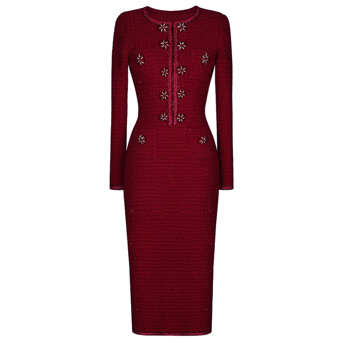 Three Colors Of High-quality Autumn New Style Fashionable Stretch Knit Round Neck Big Button Long Sleeved Slim Fit Women's Dress
Three Colors Of High-quality Autumn New Style Fashionable Stretch Knit Round Neck Big Button Long Sleeved Slim Fit Women's Dress
