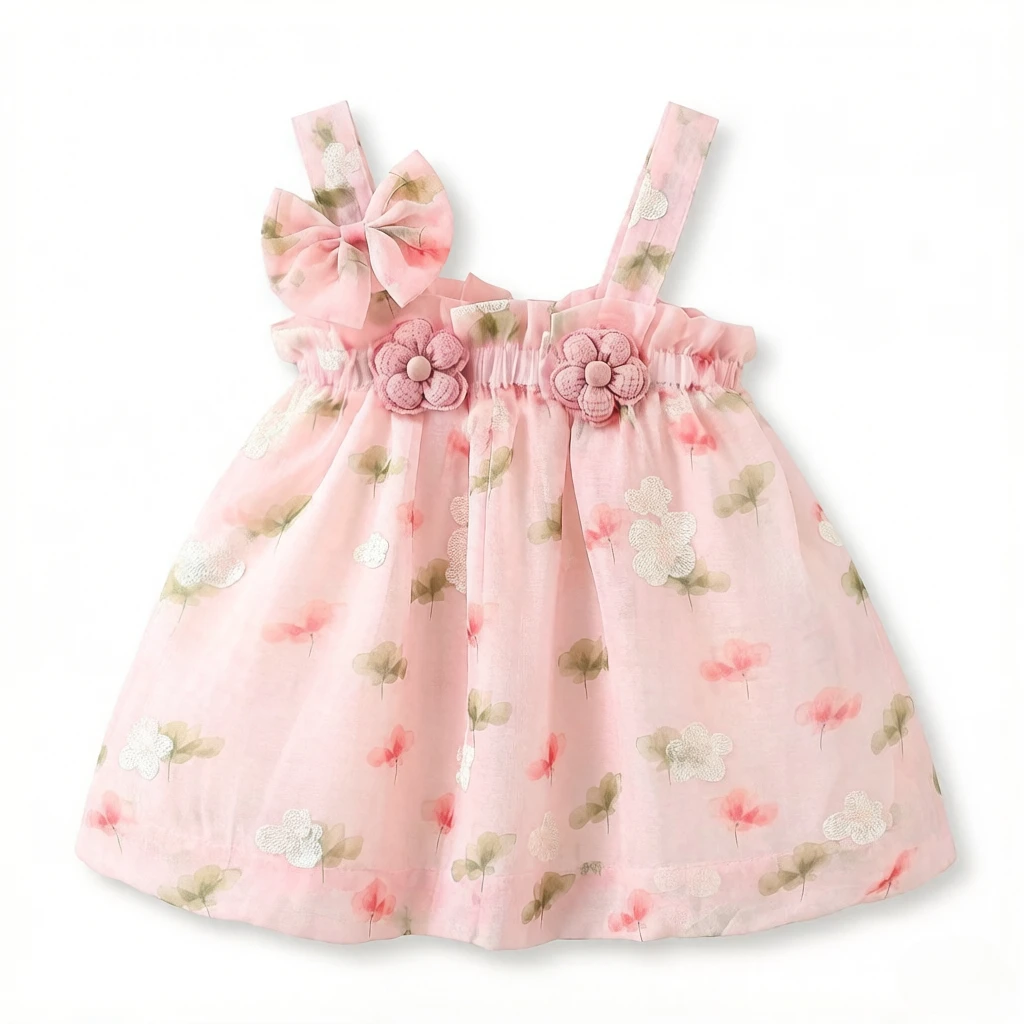 1Pc Pink Floral Sling Princess Dress, fresh sleeveless floral summer dress, stylish casual wear for baby girls
1Pc Pink Floral Sling Princess Dress, fresh sleeveless floral summer dress, stylish casual wear for baby girls