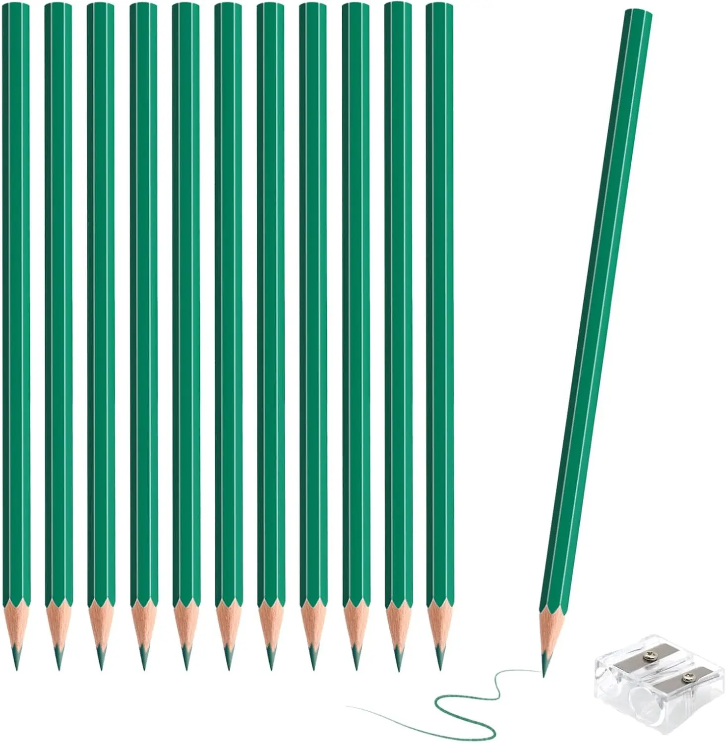 12 Pre-sharpened Green Colored Pencils, Hexagonal Wooden Art Set for Drawing, Sketching & Marking
12 Pre-sharpened Green Colored Pencils, Hexagonal Wooden Art Set for Drawing, Sketching & Marking