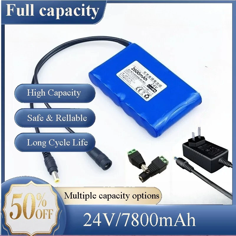 24V 18650 Li-ion Battery Pack 6S 25.2V 22.2V Rechargeable Large Capacity Battery for Monitor Speaker Motor Portable Power Supply
24V 18650 Li-ion Battery Pack 6S 25.2V 22.2V Rechargeable Large Capacity Battery for Monitor Speaker Motor Portable Power Supply