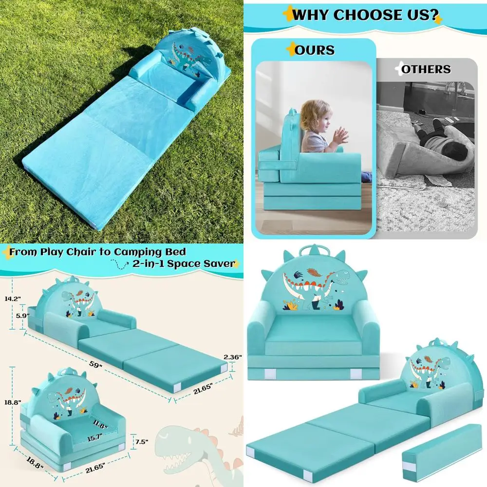 Детский диван-кровать в виде динозавра с моющимся чехлом и спинкой на липучках - мягкая велюровая мебель для игр, сна и путешествий (зеленый)
Детский диван-кровать в виде динозавра с моющимся чехлом и спинкой на липучках - мягкая велюровая мебель для игр, сна и путешествий (зеленый)