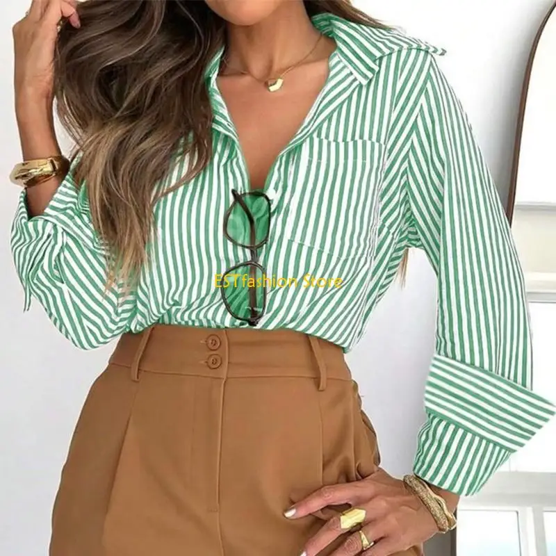 Y5GC Striped Button Down Shirts for Women Dress Shirts Long Sleeve Casual Collared Work Shirt with Pocket
Y5GC Striped Button Down Shirts for Women Dress Shirts Long Sleeve Casual Collared Work Shirt with Pocket