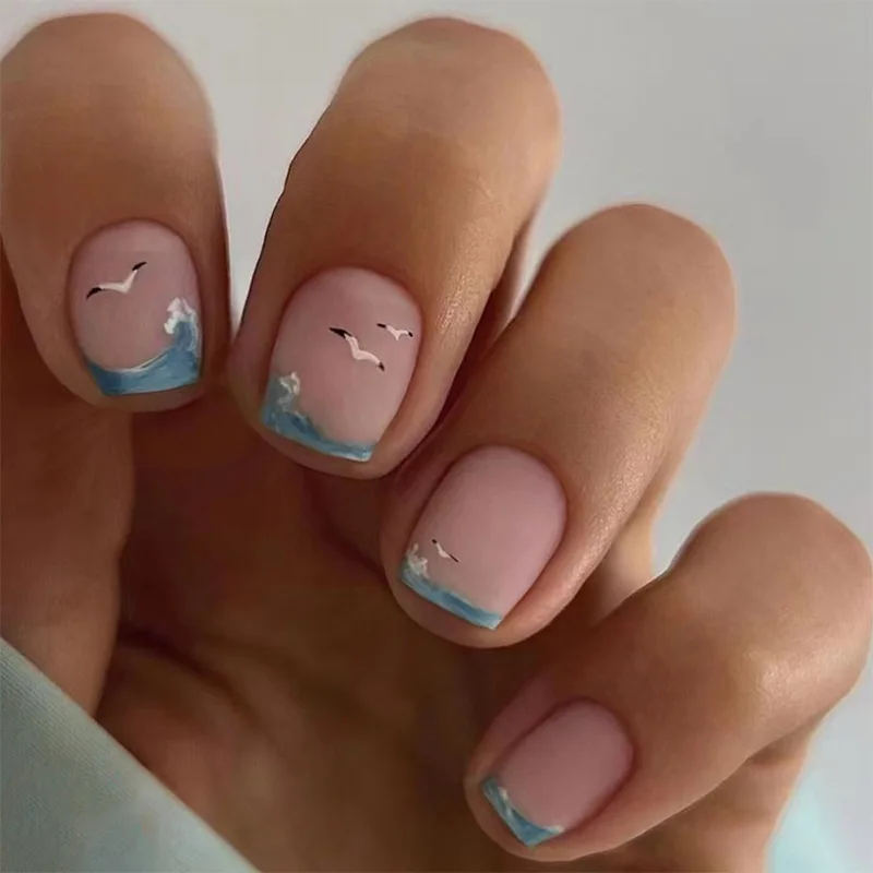 24pcs Press on Nails Summer Cool Matte Sea Salt Wave Seagull False Nail for Women&Girl Removable Wearable Nail Art Daily Wear
24pcs Press on Nails Summer Cool Matte Sea Salt Wave Seagull False Nail for Women&Girl Removable Wearable Nail Art Daily Wear