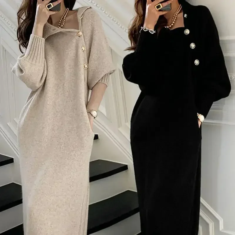 Medium-Length Elegant Luxury Design Sensibility Dress Autumn/Winter Overcoat Knit Dress Versatile French Style Kneesweater
Medium-Length Elegant Luxury Design Sensibility Dress Autumn/Winter Overcoat Knit Dress Versatile French Style Kneesweater