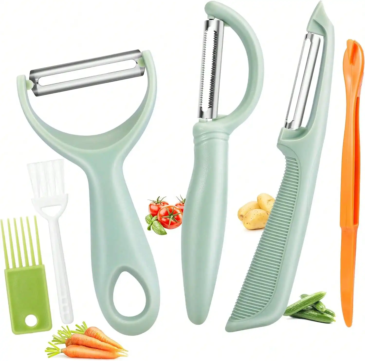 Peeler For Kitchen, 6PCS Stainless Steel Vegetable Peeler, I And Y Veggie Food Peeler For Apple Fruit Carrot Zucchini Cucumber,Good Grip Makes Peeling Very Easy (Green)
Peeler For Kitchen, 6PCS Stainless Steel Vegetable Peeler, I And Y Veggie Food Peeler For Apple Fruit Carrot Zucchini Cucumber,Good Grip Makes Peeling Very Easy (Green)