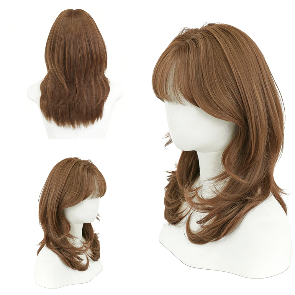 Honey Tea Brown Medium Layered Wavy Wig With Bangs For Black Women Natural Looking Heat Resistant Synthetic Wig Daily Party
Honey Tea Brown Medium Layered Wavy Wig With Bangs For Black Women Natural Looking Heat Resistant Synthetic Wig Daily Party