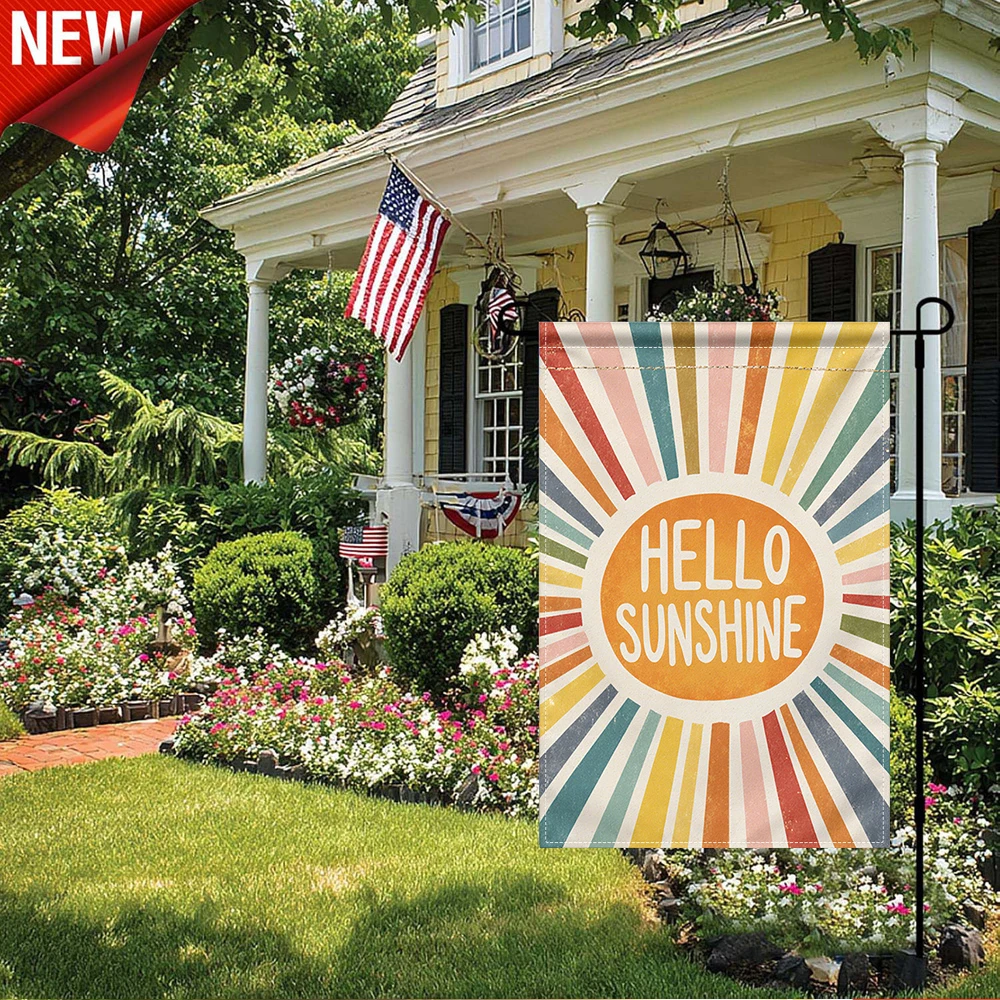 1PC, Hello Sunshine Retro Sunburst Garden Flag Colorful Outdoor Yard Decorative Banner
1PC, Hello Sunshine Retro Sunburst Garden Flag Colorful Outdoor Yard Decorative Banner