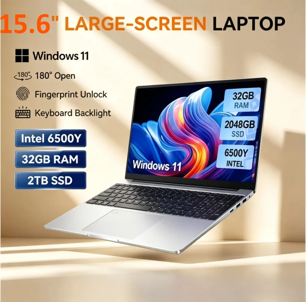 HOT 15.6" Laptop 32GB DDR3 512GB 1TB 2TB SSD Windows11 Notebook Pc Gamer Intel 6500Y Office Computer with Backlit Fingerprint
HOT 15.6" Laptop 32GB DDR3 512GB 1TB 2TB SSD Windows11 Notebook Pc Gamer Intel 6500Y Office Computer with Backlit Fingerprint