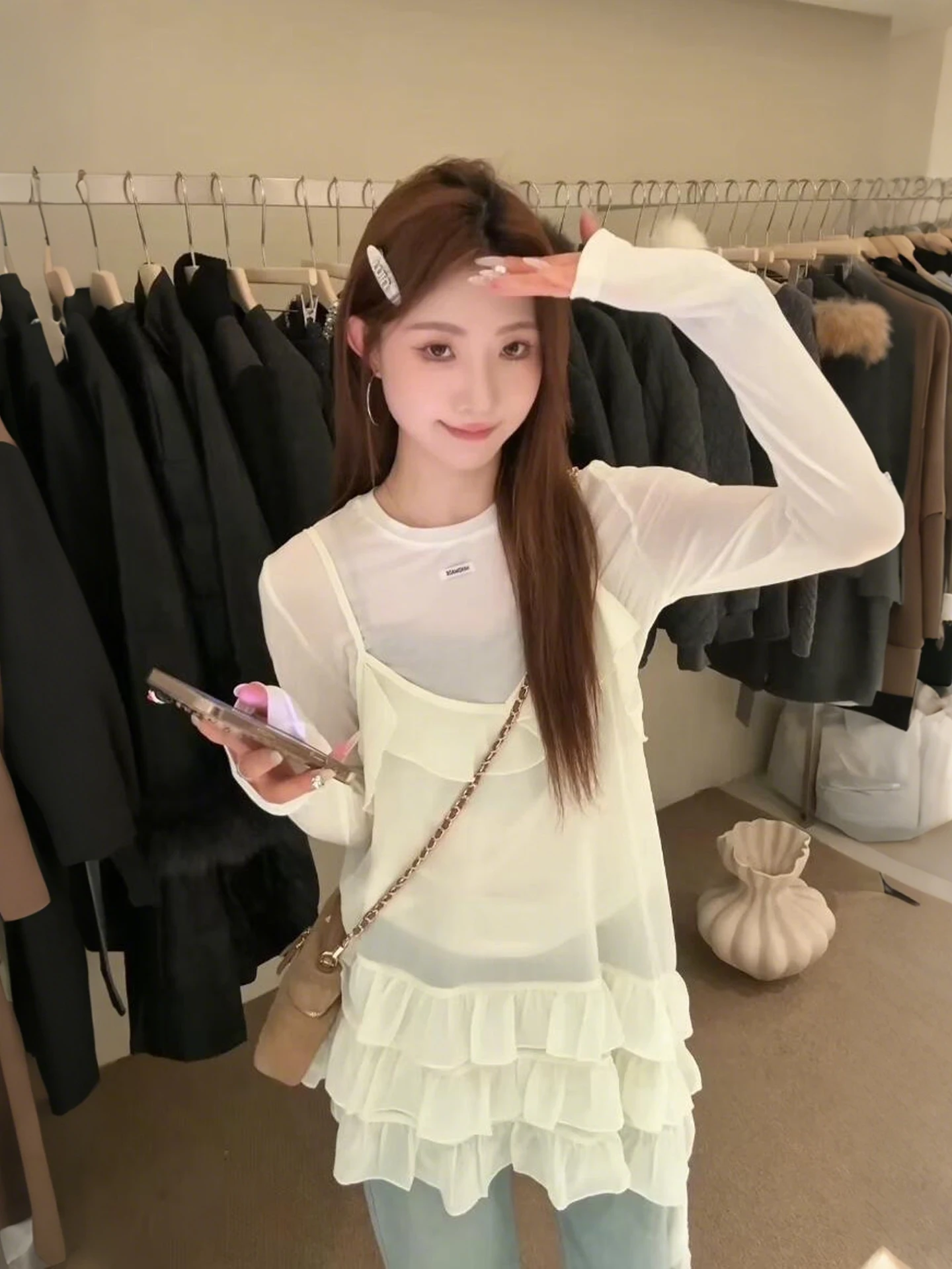 Sweet Girl Feeling Cake Layered Wearable Women's Loose Slimming Young-looking Chiffon Top Strap Vest Spring Season Faion
Sweet Girl Feeling Cake Layered Wearable Women's Loose Slimming Young-looking Chiffon Top Strap Vest Spring Season Faion