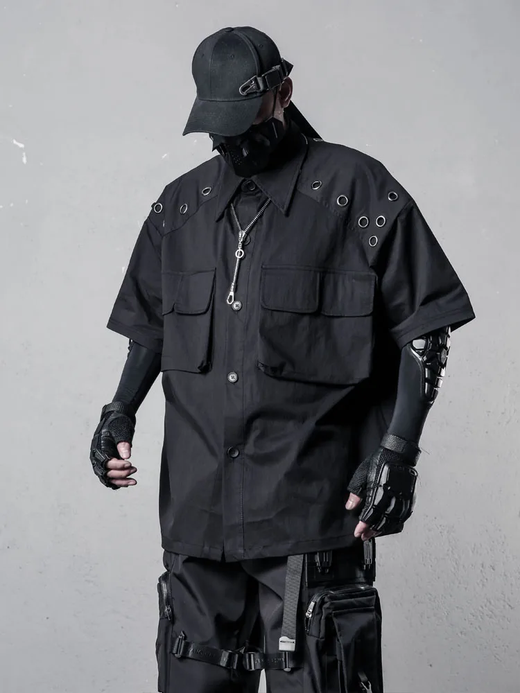 Niche Design Metal Structure Short-Sleeved Shirt Men's Summer Dark Series Functional Workwear Fashion
Niche Design Metal Structure Short-Sleeved Shirt Men's Summer Dark Series Functional Workwear Fashion