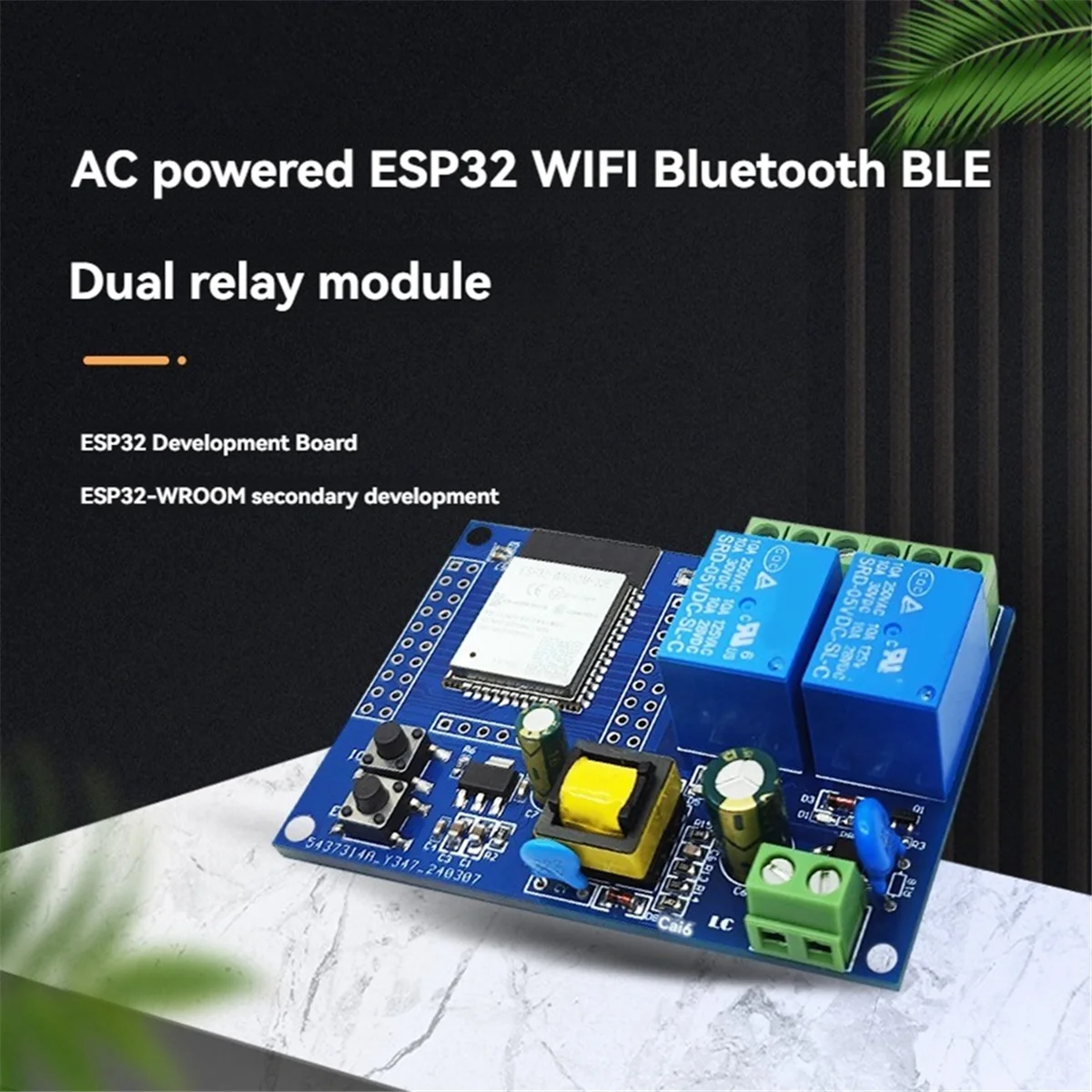 BAAZ HOT~ESP32 Relay Module Dual Channel WiFi Bluetooth Relay Module ESP32-WROOM Secondary Development Board for