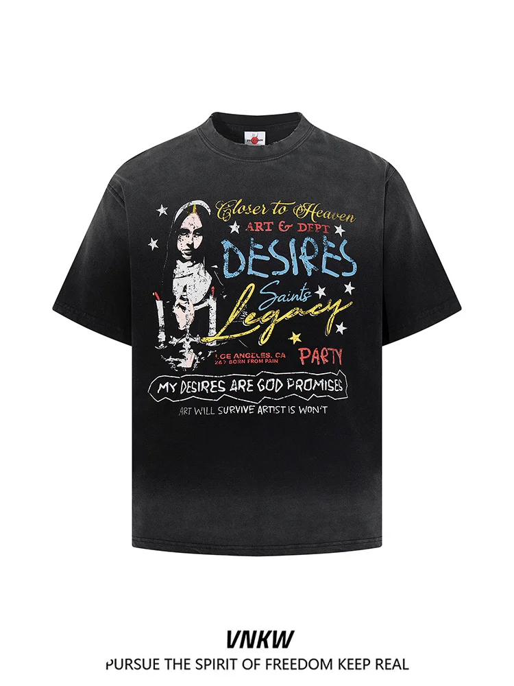 Retro American Oversize Washed round Neck Short Sleeve Black T-Shirt Unisex Summer Loose Versatile Casual Cotton Top
Retro American Oversize Washed round Neck Short Sleeve Black T-Shirt Unisex Summer Loose Versatile Casual Cotton Top