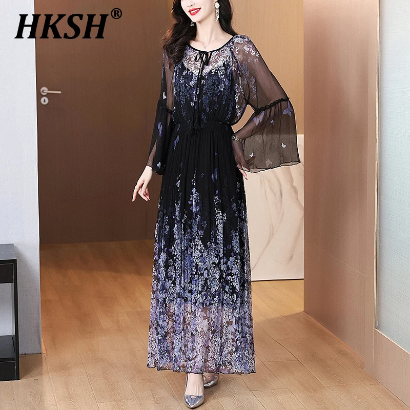 HKSH Summer New Women Ins Fashion Elegant Casual Vacation Style Printed Pleated Flare Sleeved Waist Cinching Long Dresses HK6188
HKSH Summer New Women Ins Fashion Elegant Casual Vacation Style Printed Pleated Flare Sleeved Waist Cinching Long Dresses HK6188