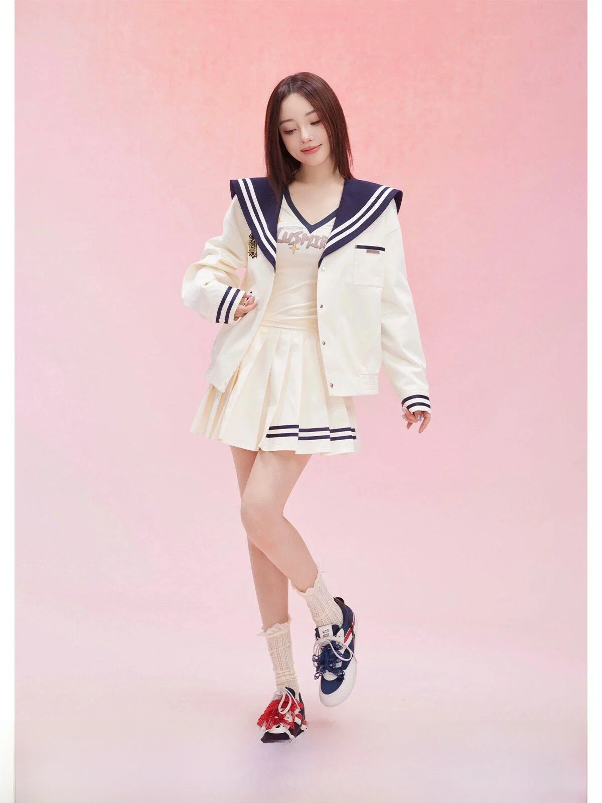 Sweet Naval Collar College Style Jacket Skirt Set Lulus Miracle Beach Love Letter Li Xiaolu Cotton Fashion Set for Women
Sweet Naval Collar College Style Jacket Skirt Set Lulus Miracle Beach Love Letter Li Xiaolu Cotton Fashion Set for Women