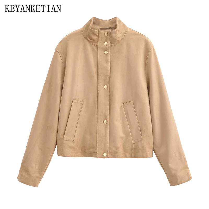 KEYANKETIAN 2024 Autumn New Women's Suede Jacket Unisex style Stand collar Single Breasted Loose Short Greatcoat Casual Top
KEYANKETIAN 2024 Autumn New Women's Suede Jacket Unisex style Stand collar Single Breasted Loose Short Greatcoat Casual Top