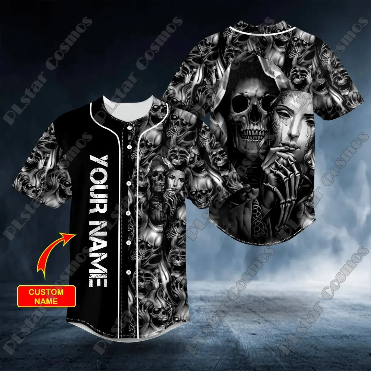 Black White Mask Reaper Skull Custom Baseball Jersey Death And Angel Skull 3D All Over Printed Men's Casual Baseball shirt YYM05
Black White Mask Reaper Skull Custom Baseball Jersey Death And Angel Skull 3D All Over Printed Men's Casual Baseball shirt YYM05