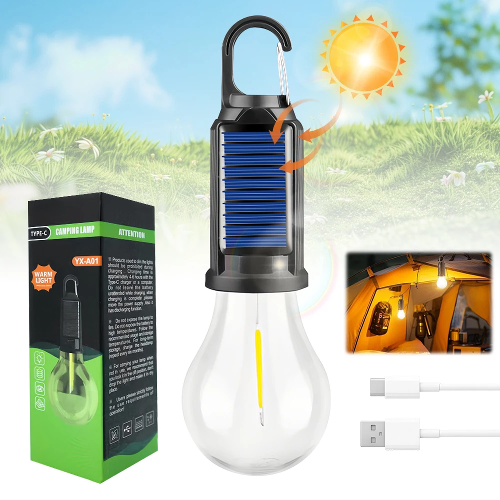 Portable Solar Camping Lantern USB Charging LED Tent Light 3 Modes Adjustable Brightness IPX5 Waterproof Hook Design Outdoor Hanging Emergency Bulb
Portable Solar Camping Lantern USB Charging LED Tent Light 3 Modes Adjustable Brightness IPX5 Waterproof Hook Design Outdoor Hanging Emergency Bulb