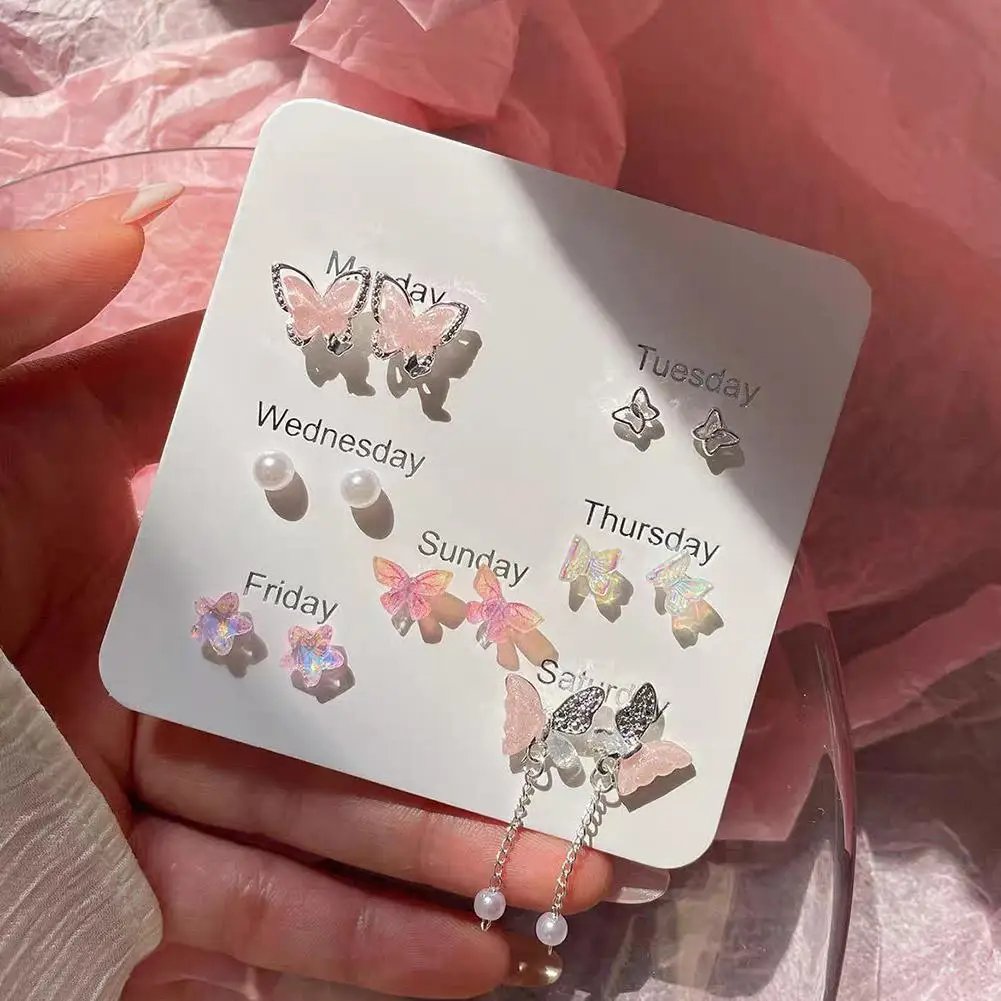 Fantastic Fairy Pink/Blue Butterfly Heart Stud Earrings Weekly Set Women 2025 New Trendy Jewelry Accessories Party Gift
Fantastic Fairy Pink/Blue Butterfly Heart Stud Earrings Weekly Set Women 2025 New Trendy Jewelry Accessories Party Gift