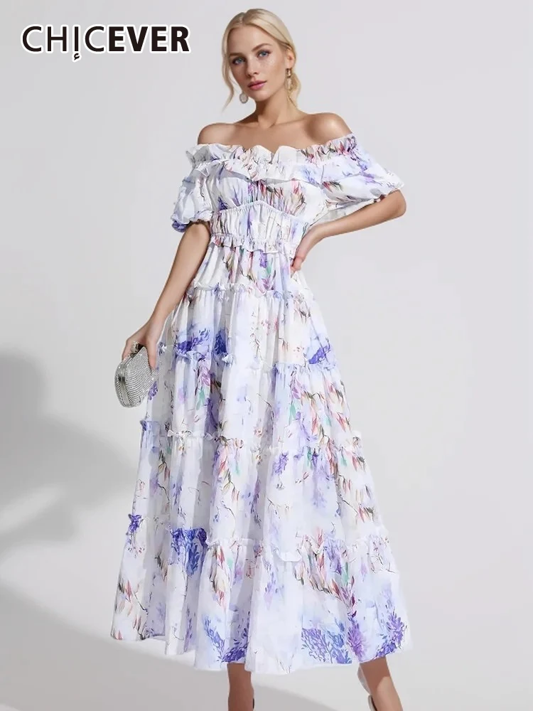 CHICEVER Elegant Print Dress For Women Slash Neck Short Sleeve High Waist Patchwork Folds Temperament Hit Color Dresses Female
CHICEVER Elegant Print Dress For Women Slash Neck Short Sleeve High Waist Patchwork Folds Temperament Hit Color Dresses Female