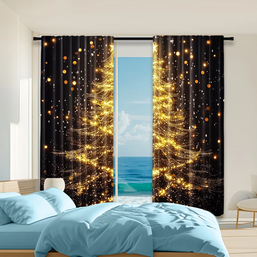 2Pcs Golden Christmas Tree Print Curtains Rod Hole Design For Easy Hanging Perfect For Living Room Bedroom Office Polyester Home
2Pcs Golden Christmas Tree Print Curtains Rod Hole Design For Easy Hanging Perfect For Living Room Bedroom Office Polyester Home