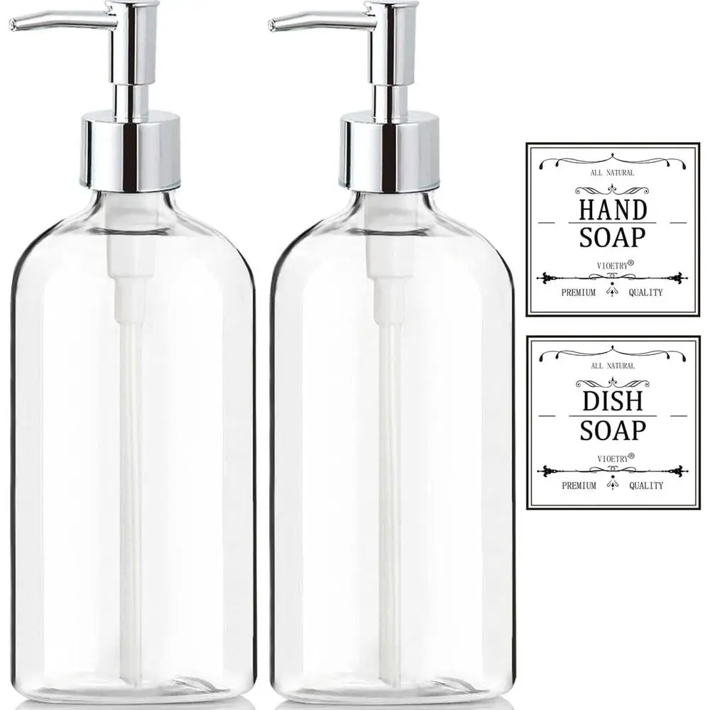 Clear Soap Dispenser with Rust Proof Pump, Waterpro Labels (2 Pack, 16 Oz), Plastic Hand Soap Dispenser or Kitchen Bathroom
Clear Soap Dispenser with Rust Proof Pump, Waterpro Labels (2 Pack, 16 Oz), Plastic Hand Soap Dispenser or Kitchen Bathroom