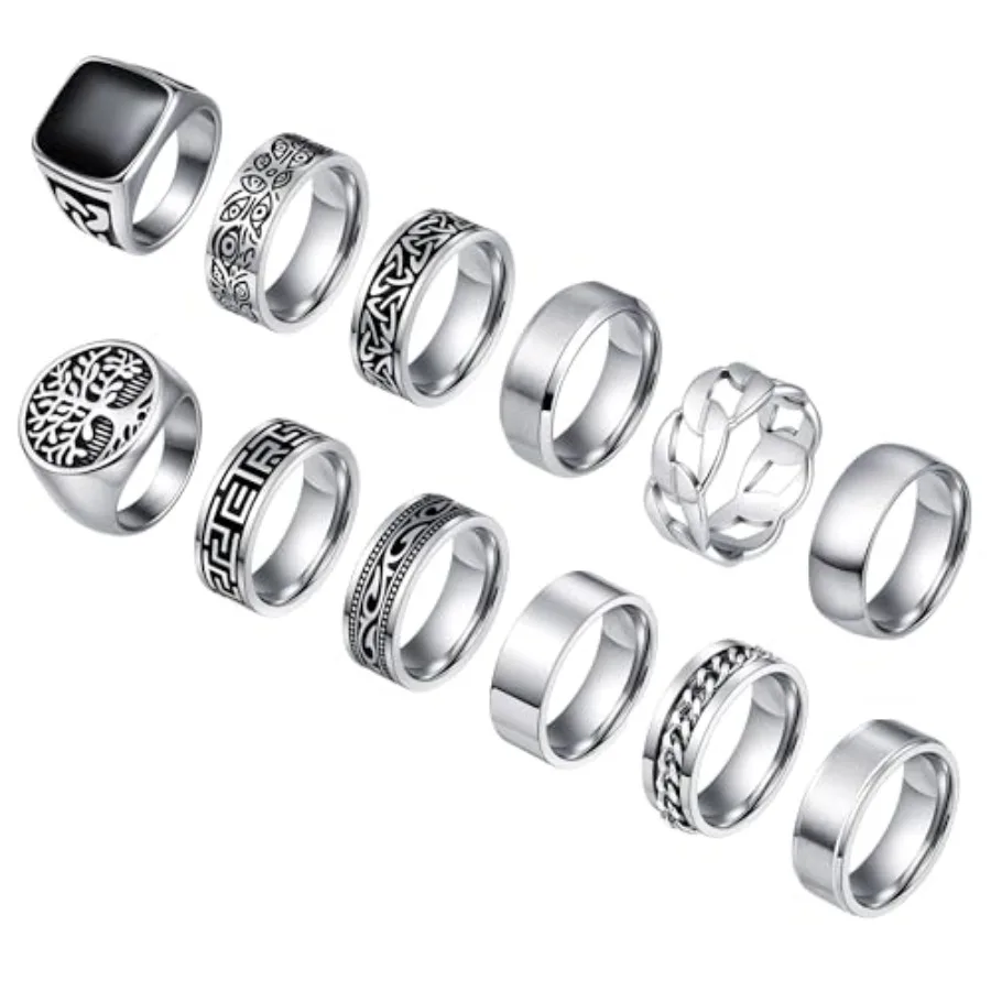 WAINIS 12Pcs Stainless Steel Vintage Signet Rings for Men Square Pinky Thumb Chunky Thin Band Wedding Ring Vintage Biker Band R
WAINIS 12Pcs Stainless Steel Vintage Signet Rings for Men Square Pinky Thumb Chunky Thin Band Wedding Ring Vintage Biker Band R