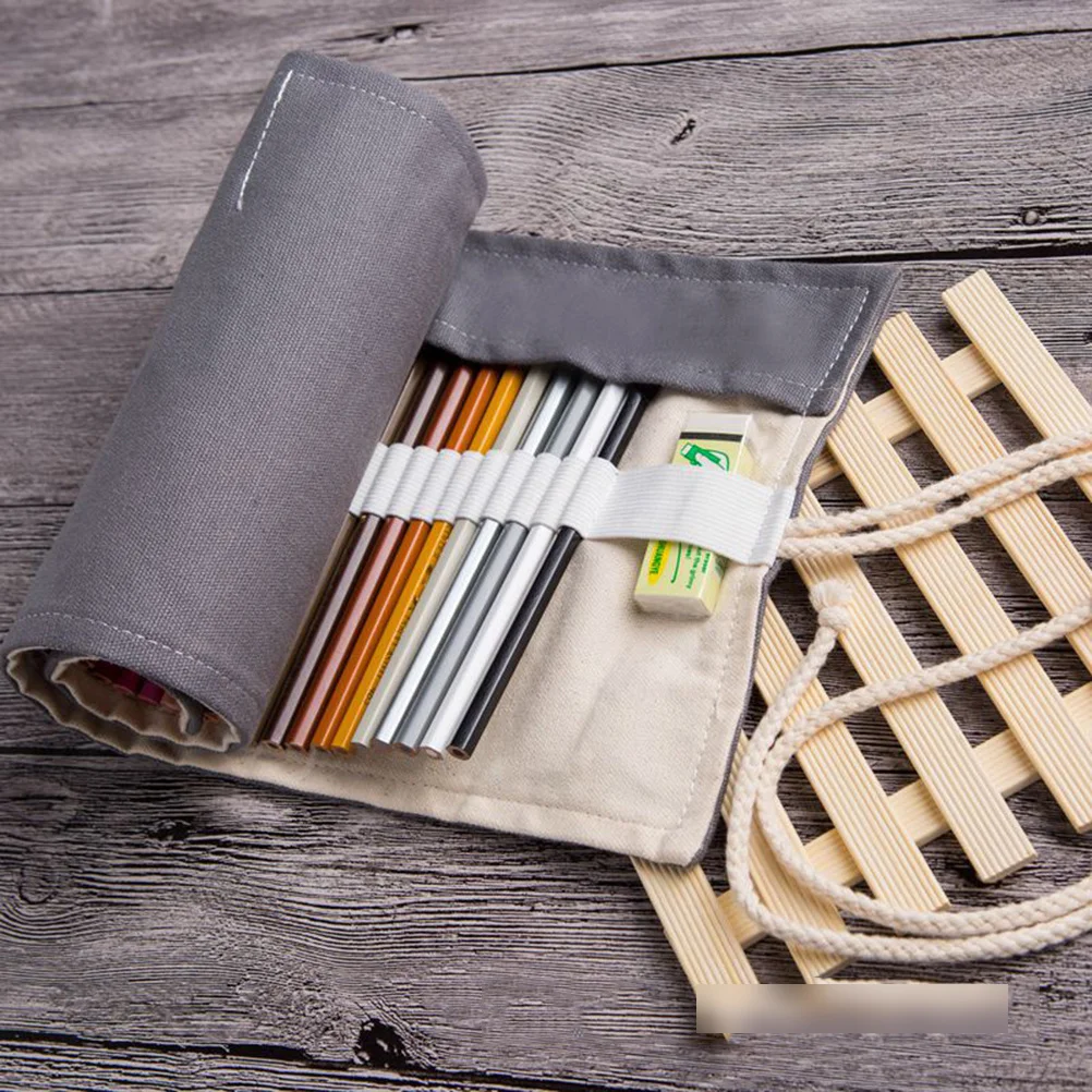 Large Capacity Dark Grey Canvas Pencil Roll Wrap Portable Pencil Storage Organizer 36 Elastic Slots for Colored Pencils Markers
Large Capacity Dark Grey Canvas Pencil Roll Wrap Portable Pencil Storage Organizer 36 Elastic Slots for Colored Pencils Markers