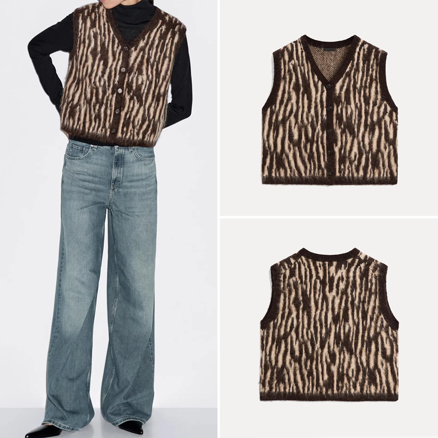 Faionable Zebra V-Ne Open Cardigan Vest Autumn 2025 Women's Clothing Ele Strips Single Button Commute Sle
Faionable Zebra V-Ne Open Cardigan Vest Autumn 2025 Women's Clothing Ele Strips Single Button Commute Sle