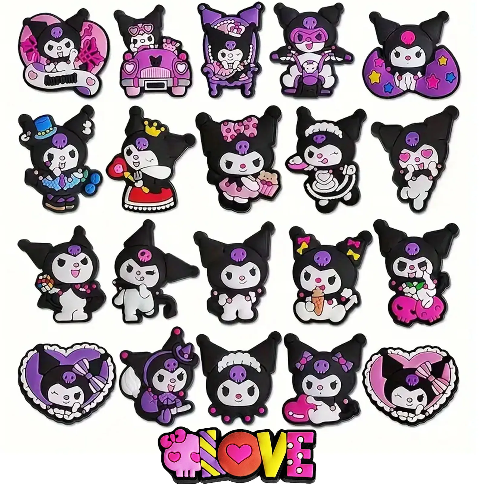 21Pcs Miniso Sanrio Kuromi Series Shoe Charms For Sandals, PVC DIY Shoe Decorations Accessories Shoe Pins Great Christmas Gift
21Pcs Miniso Sanrio Kuromi Series Shoe Charms For Sandals, PVC DIY Shoe Decorations Accessories Shoe Pins Great Christmas Gift