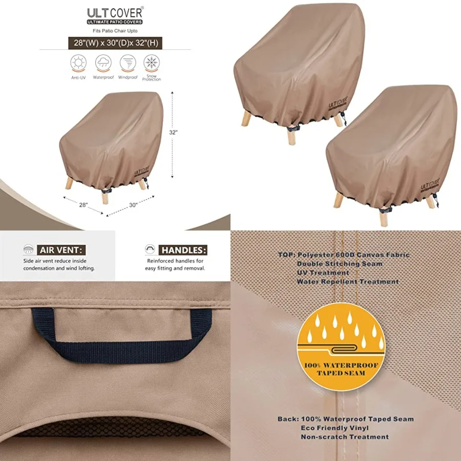 Waterproof Patio Chair Cover Outdoor Lounge Deep Seat Single Lawn Chair Cover 2 Pack Fits Up to 28W x 30D x 32H Inch
Waterproof Patio Chair Cover Outdoor Lounge Deep Seat Single Lawn Chair Cover 2 Pack Fits Up to 28W x 30D x 32H Inch