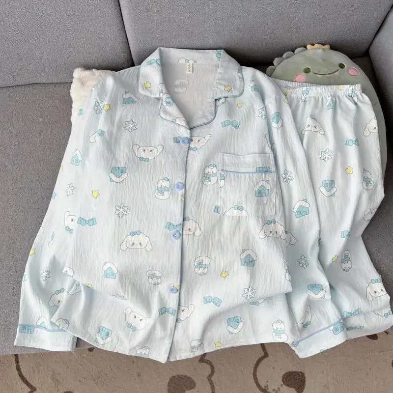Новый комплект из 2 предметов: хлопковая пижама Sanrio Cinnamoroll, милая мультяшная женская ночная рубашка с длинным рукавом и брюками, осенняя домашняя одежда
Новый комплект из 2 предметов: хлопковая пижама Sanrio Cinnamoroll, милая мультяшная женская ночная рубашка с длинным рукавом и брюками, осенняя домашняя одежда
