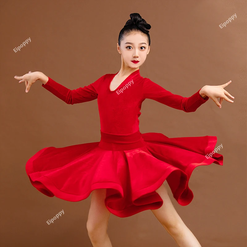 New Children Latin Dance Dress Girls Autumn Winter Long Sleeve Velvet Standard Competition Professional Dress Dance Wear
New Children Latin Dance Dress Girls Autumn Winter Long Sleeve Velvet Standard Competition Professional Dress Dance Wear
